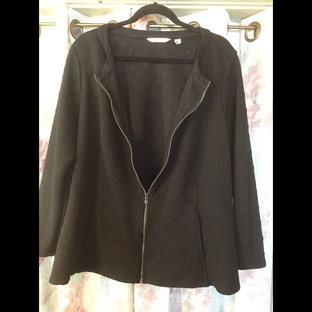 Isaac Mizrahi Peplum Dot ZIP Jacket